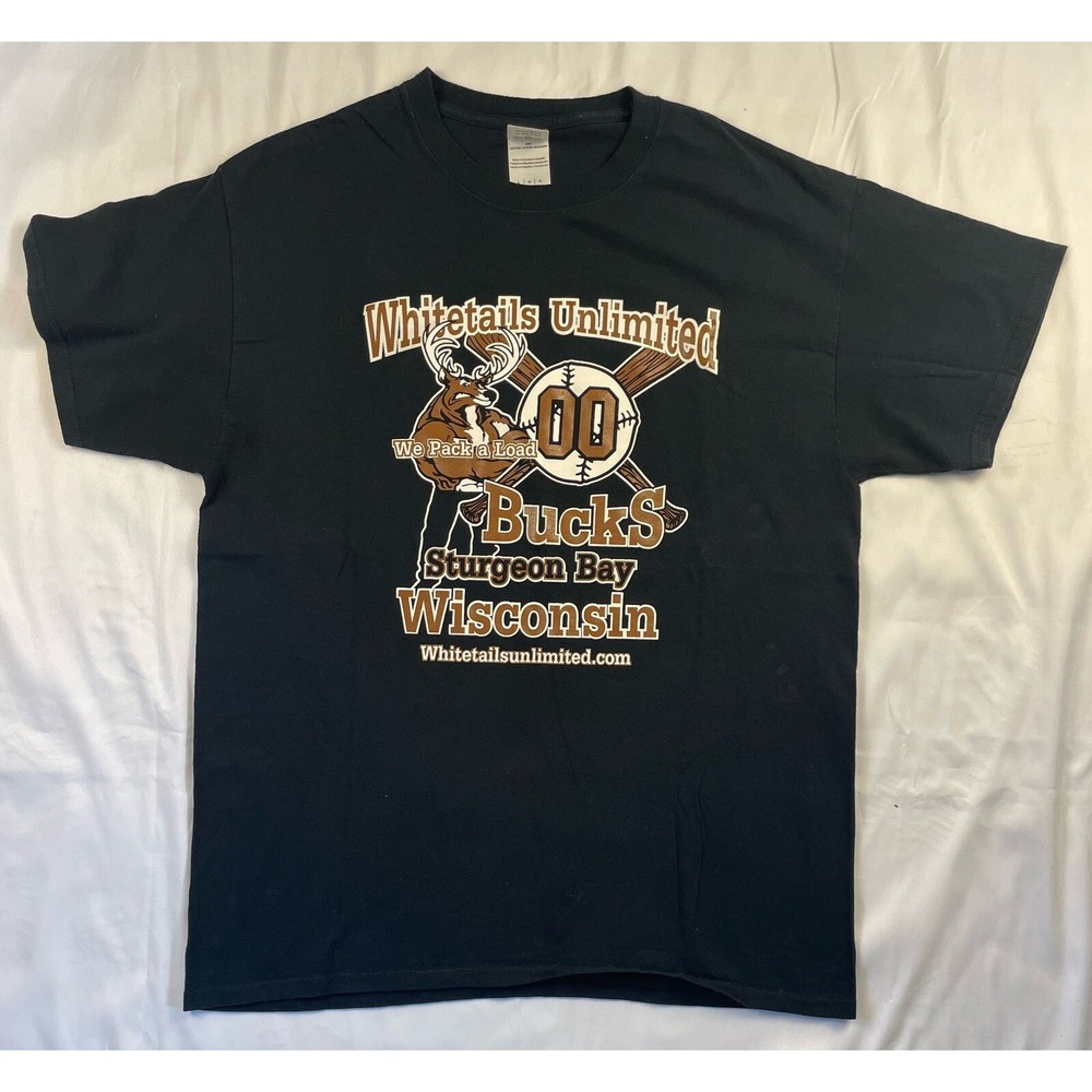 Whitetails Unlimited Deer 00 Buck Short Sleeve Men's Shirt Sz Medium Wisconsin